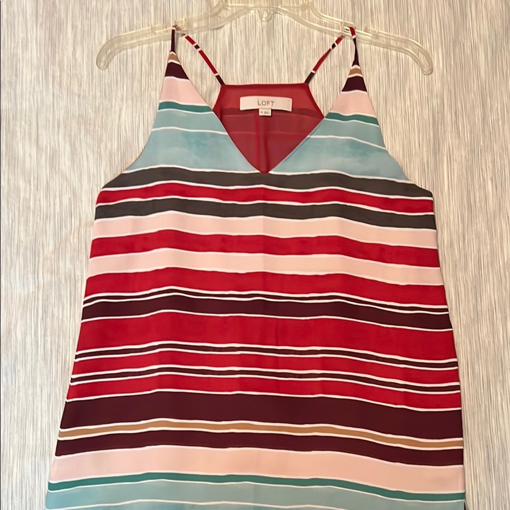 LOFT Red and Blue Sleeveless Camisole